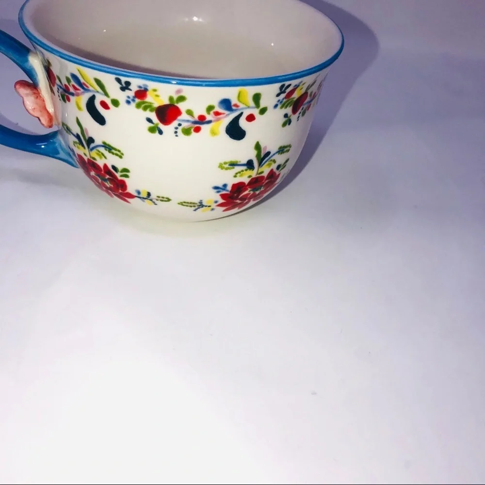 ANTHROPOLOGIE Cadiz Coffee Floral Tea Mug Cup